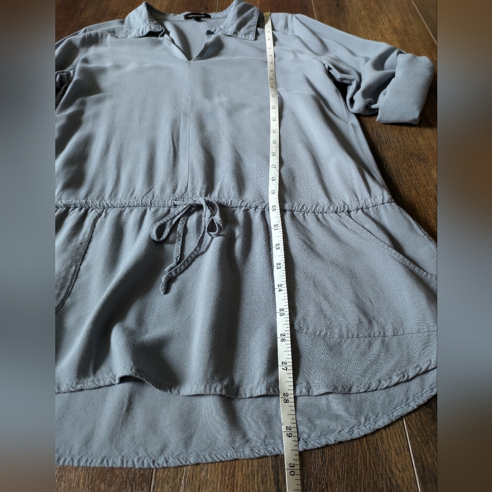 Spense Womens Popover Blouse Tie Waist Tunic Medium Casual Roll Tab Pockets - Picture 9 of 14